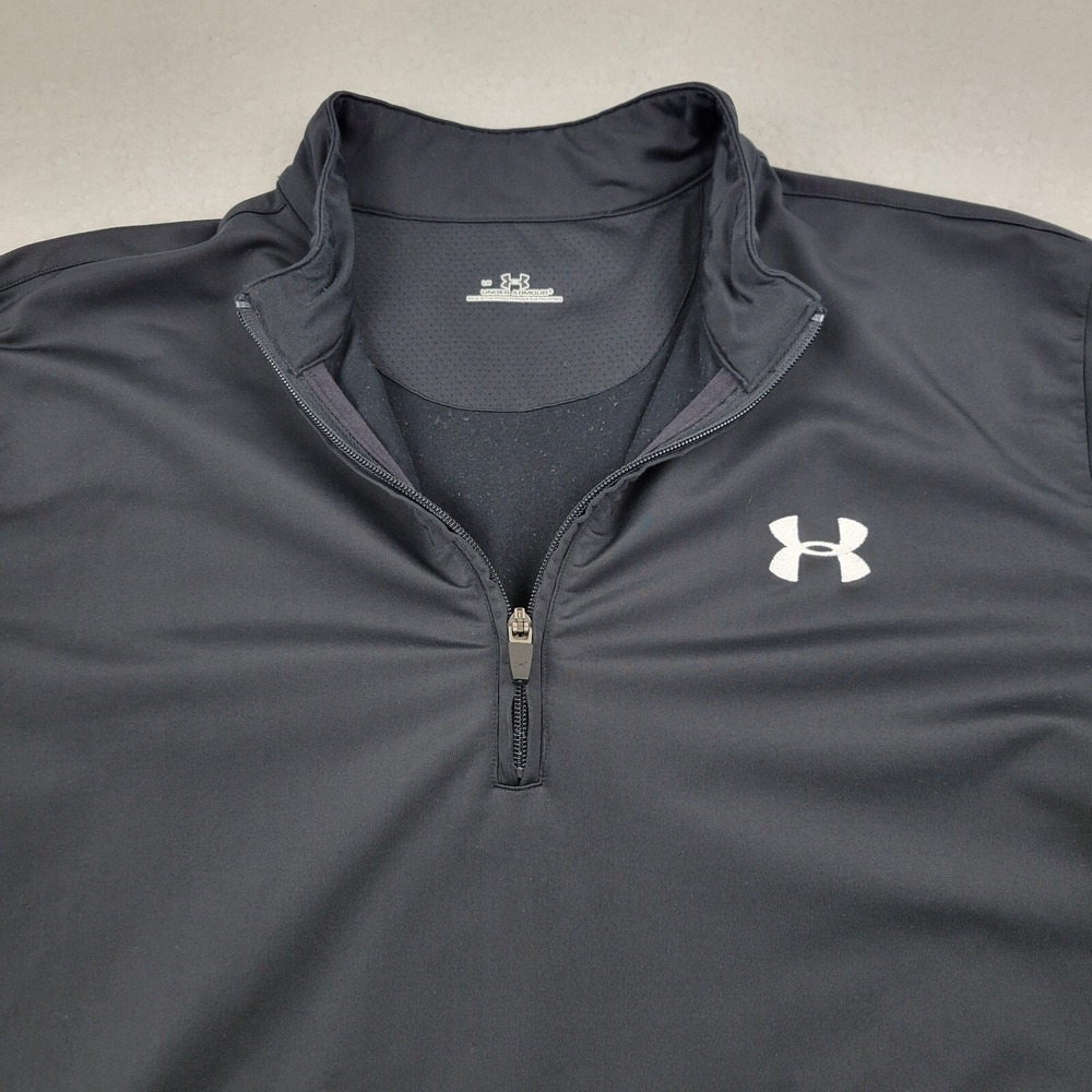 Under Armour ¼ Zip Pullover Sweatshirt Mens Large L Black Distressed ***READ